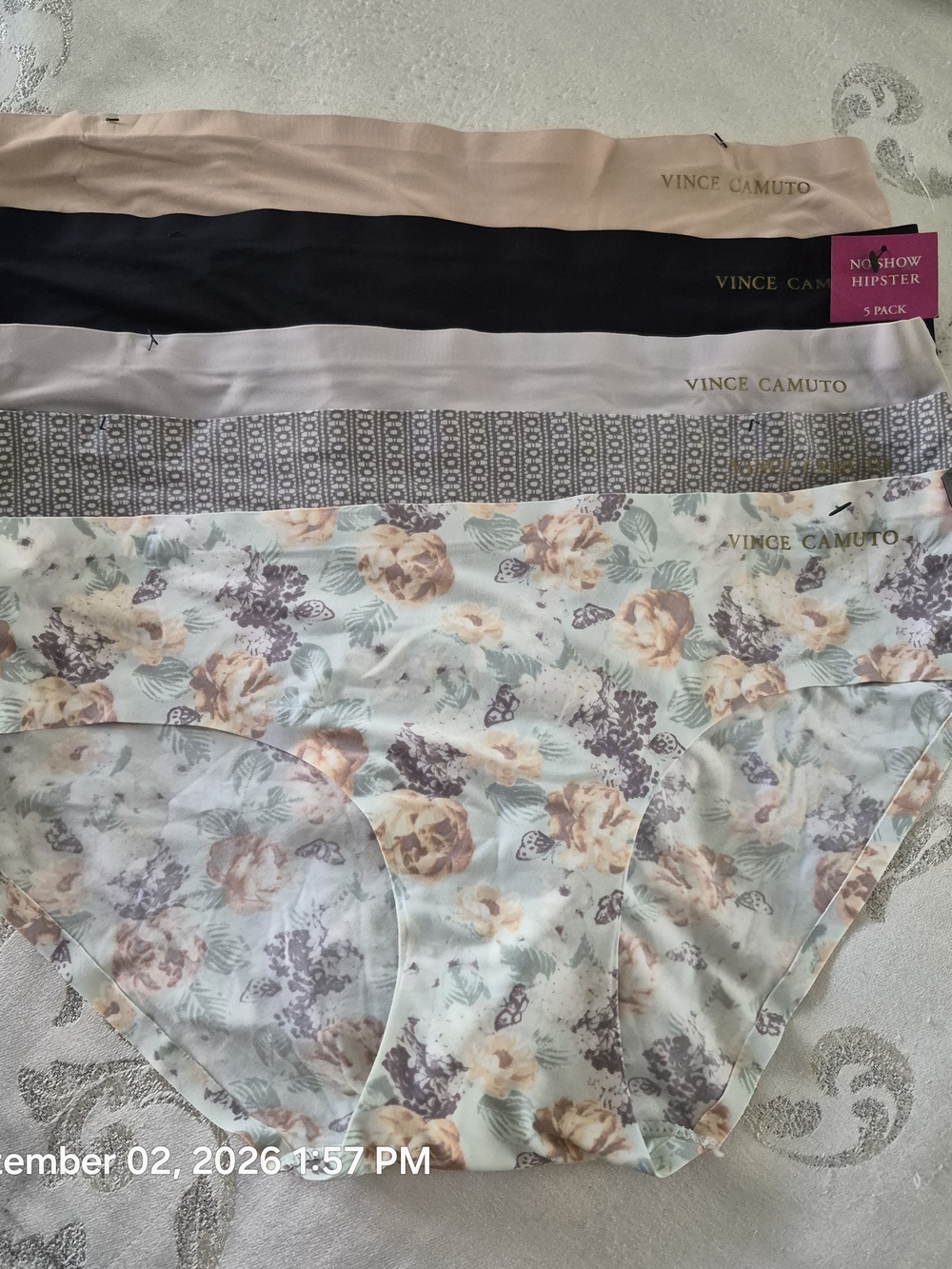 NWT Vince Camuto Women’s No-Show Hipster Panties – 5-Pack Assorted Colors/Prints